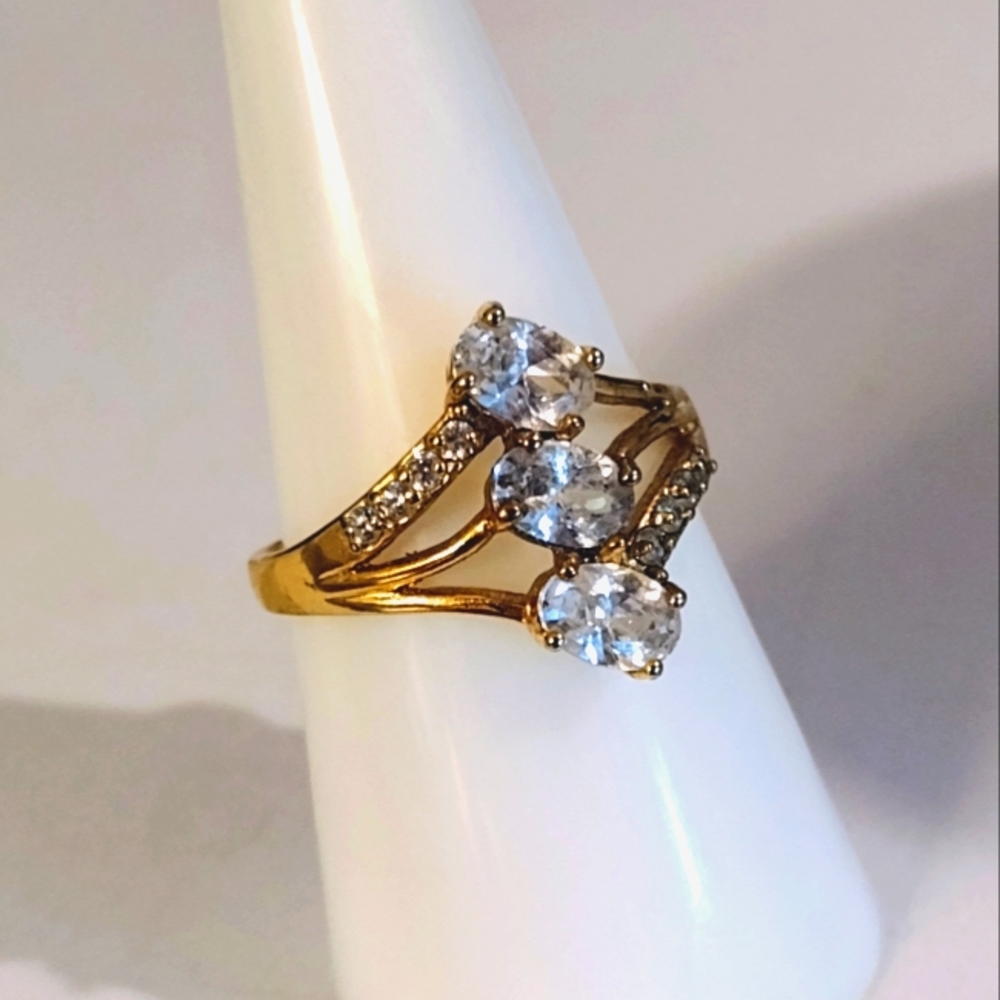 Size 8 - Gold Plated White Sapphire Ring